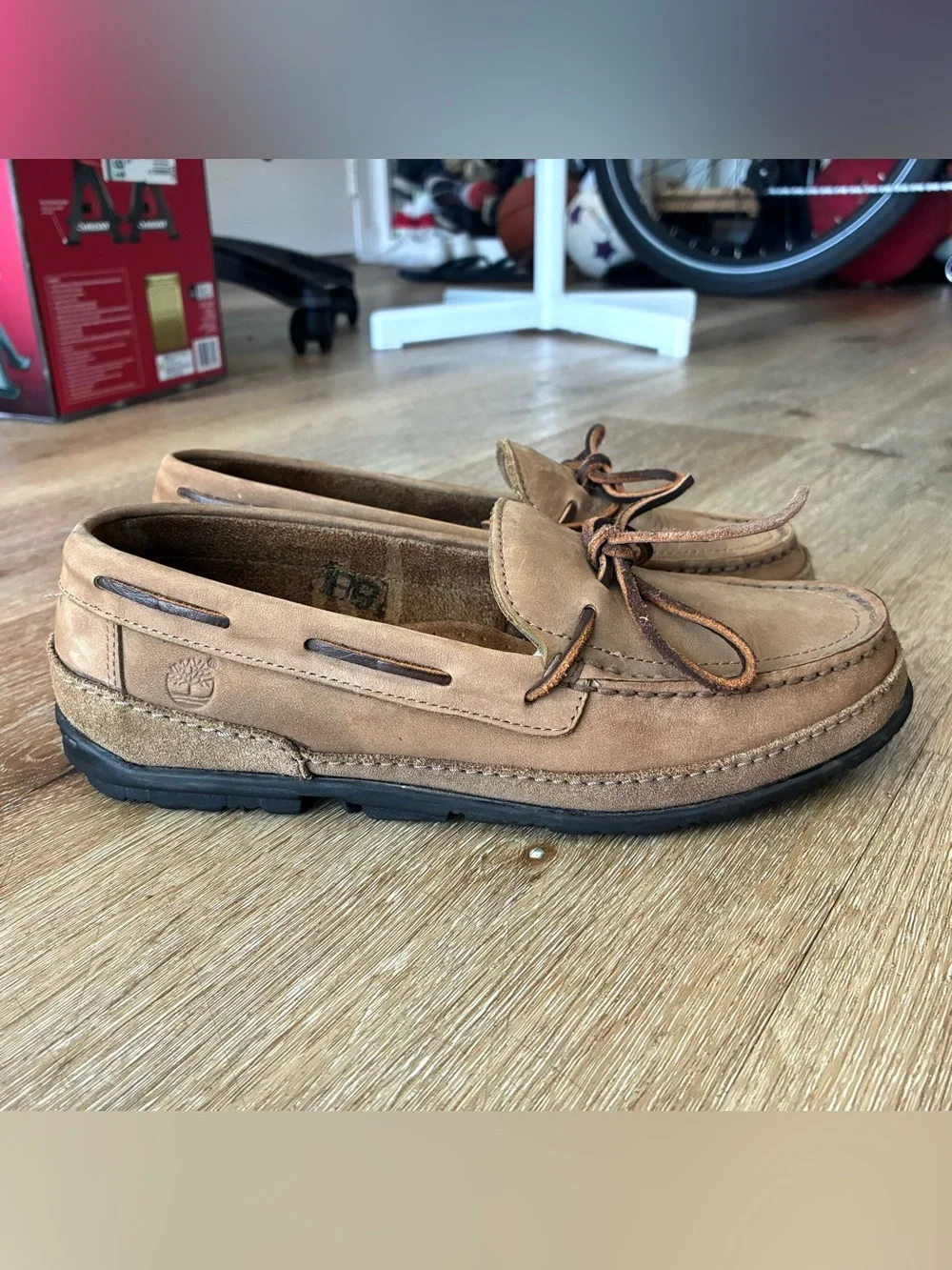 Timberland Brown Tan Nubuck Leather Moccasin Boat Shoes Men’s Size 7.5